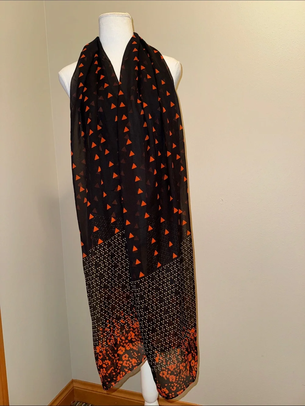Beautiful Women’s Black & Orange Scarf Wrap
